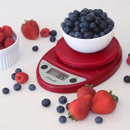 Escali Primo Digital Food Scale Multi-Functional Kitchen Scale and Baking Scale for Precise Weight Measuring and Portion Control, 8.5 x 6 x 1.5 inches, Warm Red - color: Warm Red