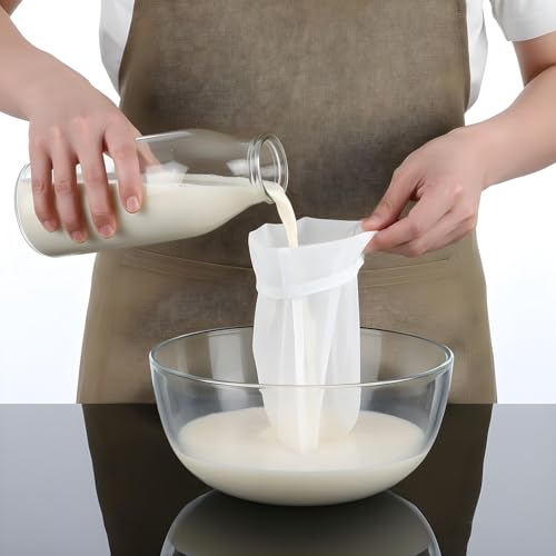 6 PCS White Nylon Straining Bag, Fine Mesh Brew Bags Homebrew Beer Reusable Hops Bag Wine Filters for Sediment Cider Dry Strainer Bags for Home Brewing and Wine Making Supplies (21×16 cm)