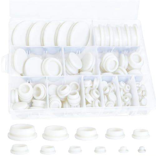 130Pcs 11 Sizes White Rubber Plugs for Round Holes,1-1/2",1-1/4",1",13/16",3/4",5/8",1/2",3/8",5/16", 1/4",1/5" Silicone Rubber Hole Plugs for Sealing Round Holes in Industrial, Automotive & Furniture - color: White