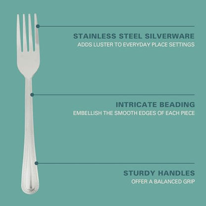 Gibson Home Aston 45-Piece Stainless Steel Flatware Set with Tray and Serving Utensils – Silverware Service for 8 - size: Service for 8 w/ Serving Utensils (45pcs)