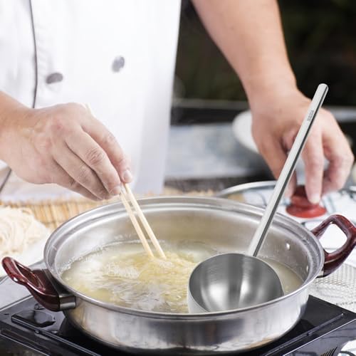 Stainless Steel Soup Ladle Long Handle Water Ladle for Kitchen Cooking Serving Soup Oil Dipping Home Restaurant Canteen Use 10.43X2.36X1.37In