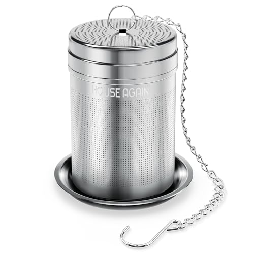 House Again Tea Infusers, Extra Fine Mesh Tea Strainers for Loose Tea, Updated Slim Threaded Lid & 304 Stainless Steel, Loose Leaf Tea Steeper for Brew Tea Spices & Seasonings - color: Plain, size: Small-1Pack