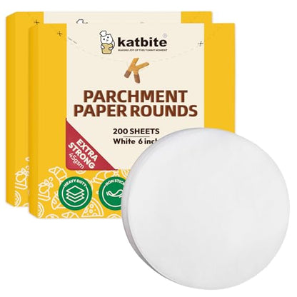 Katbite 400Pcs 6 Inch Parchment Paper Rounds, Round Parchment Paper for Cake Baking, Patty Separating, Tortilla Wrapping(2 Pack of 200Pcs) - size: 6inch-400