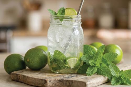 Simple Life Wide Mouth Pint Mason Jars 16oz – 6 Pack American Made Glass Canning Jars, 80mm Wide Mouth, Smooth Sided for Canning, Food Storage, Crafts & Pantry Organization (Lids & Bands Included)
