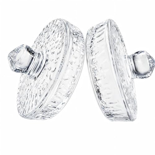 Fermentation Weights for Large Wide Mouth Gallon Mason Pickling Canning Jars (Over 3.5 Inches), Fermenting Weigh Easy Grip With Grooved Handles Wavy Grain Dot for Brewing Fermented Foods, Pack of 2 - color: Clear-3.5"-Pack of 2