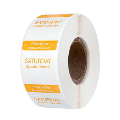 Restaurantware RW Smart 1 Inch x 1 Inch Food Rotation Labels 3500 Dissolvable Food Safety Labels - Premium Trilingual Paper Day Of The Week Labels For Food Storage Or Prep Weekly - style: 7-Day
