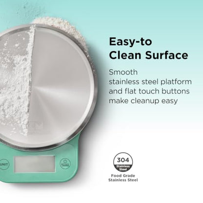 Kitchen Mama Q-Series Digital Food Scale, Teal | 13.2 lb / 6000g Capacity, 1g Precision, Tare Function, Stainless Steel Platform, LCD Display - color: Teal