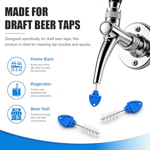 20 Pack Beer Tap Plug Brush, Reusable Draft Beer Faucet Cleaning Brush for Kegerator, Beer Tap Cleaning Brush for Bar, Brewery, Restaurant & Home Bar