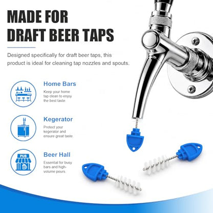 20 Pack Beer Tap Plug Brush, Reusable Draft Beer Faucet Cleaning Brush for Kegerator, Beer Tap Cleaning Brush for Bar, Brewery, Restaurant & Home Bar
