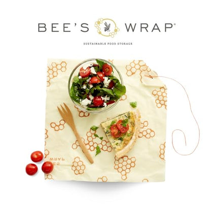Bee's Wrap Beeswax Sandwich Wrap - Beeswax Lunch Wrap with Button & Tie - Plastic Free Made in USA Reusable Natural Food Wrap - Honeycomb - style: Sandwich Wrap Honeycomb