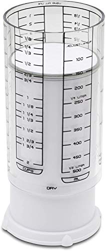 KitchenArt 23401 2 Cup Adjust-A-Cup, Plastic, White | Plunger Measuring Cup | Measures Between 1/8 Cup to 2 Cup | Includes Conversions | Kitchen Gadget | Measures Solids & Liquids - color: White/Clear - 2 Cup