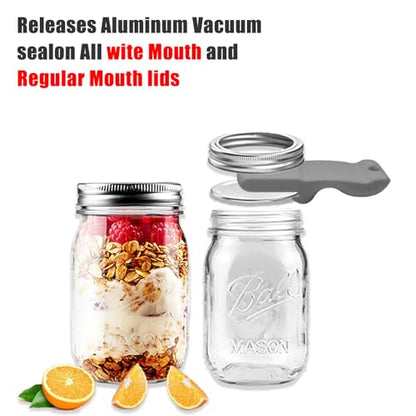 Mason Jar Opener and Canning Tool, Compatible with Mason Jar Lids, Releases Vacuum Seal on Wide Mouth and Regular Mouth, Magnetic Lid Lifter for Canning, Pickling (silver) - color: Silver