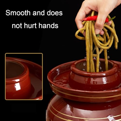 Ceramic Pickle Jar, 8KG with Water Seal Lid - Traditional Fermenting Crock for Kimchi Sauerkraut, Airtight Airlock Design Prevents Odor and Oxidation, Durable - size: 6KG