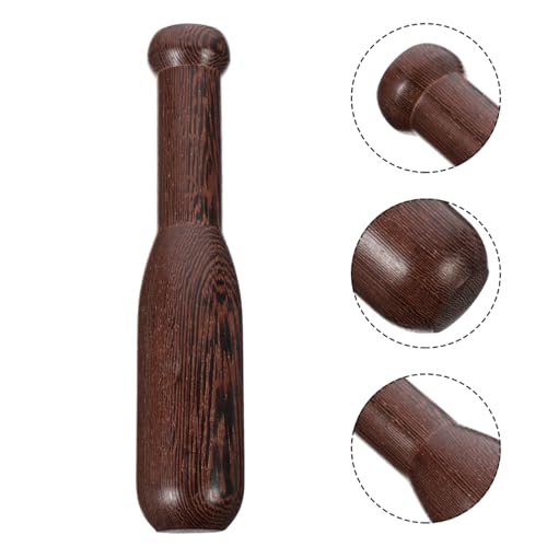 7.6in Wooden Pestle Wenge Wood Garlic Crusher Manual Spice Grinder Rod Semicircular Head Food Masher Tool for Kitchen Mortar Sauerkraut Pounder