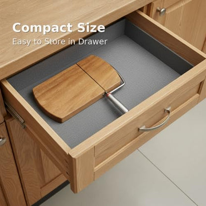 Cheese Slicer with Acacia Wood Board and Stainless Blade | Acacia wood base, stainless steel blade, for block cheese, butter, deli meat and charcuterie serving.