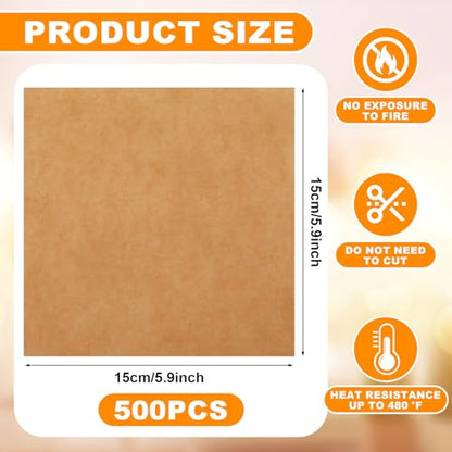 500pcs 6x6in Squares Patty Paper, Parchment Paper Squares Sheets, Unbleached Parchment Wax Sheets, Heavy Duty & Non-stick for Separating, Cookies, Storing Foods Wrapping Candies