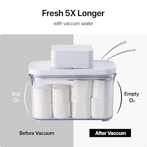 VAKUEN Premium Airtight Food Storage Container. Meal Prep 0.85qt 5pc/Set. 4pcs Container and Vacuum Sealer. Patented Double Silicone Lining, 100% Leak Proof, BPA-FREE