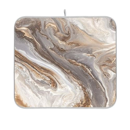 Brown Grey Marble Dish Drying Mat Absorbent Microfiber Dish Drying Pad Drainer Mats for Kitchen Counter 16 x 18 In - size: 16" x 16"