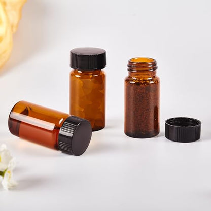 15 PCS 40ML Amber Small Liquid Sample Glass Vials with Screw Caps,27.5x95mm Leak-Proof Vial, 24-400 Black Screw Cap with PE Liners for Lab, Essential Oil, Perfume, Reagents - size: 40ML(27.5*95mm）