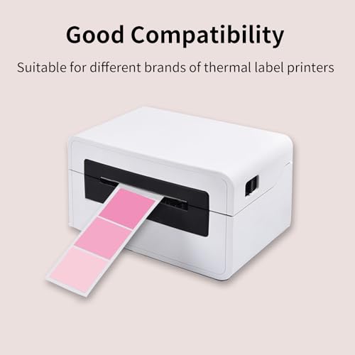 1.5 Inch Square Thermal Label Printer Stickers, Pink Gradient Self-Adhesive Direct Thermal Labels Stickers, Waterproof/Perforation Line Design- 500 Sheets - color: Pink Gradient, size: Square 1.5'' X 1.5''