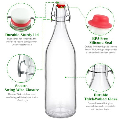 33.75 oz Swing Top Glass Bottle, Flip Top Glass Bottle with Airtight Lid for Fermentation, Kombucha, Vanilla Extract, Mead, Limoncello, Coquito, Vinegar, Mead, Beer, Kefir, Soda, Juice, Oil