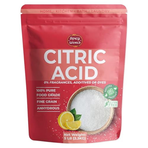 Pure Citric Acid, 5 Pound - Food Grade & Non-GMO- Natural Food Preservative, All Purpose Cleaning Agent, Beauty Ingredient- by Spicy World