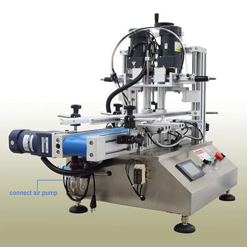 TECHTONGDA Automatic Bottle Capping Machine Electric Cap Sealer for Screw Caps with Belt Conveyor Bottle Height 2-7inch Bottle Diameter 1-4inch Cap Diameter 0.79-2.36inch Cap Diameter 0.79-2.36inch