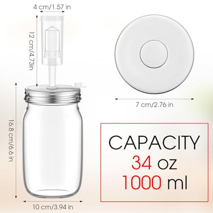 Honeydak Fermentation Kit for Mason Jars – 6 Pack Wide Mouth Glass Jars with Airlock Lids & Weights for Kimchi, Sauerkraut, Pickles & Yogurt - size: 34 oz