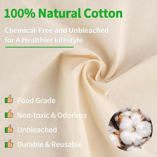 Nut Milk Bag, 4 Pcs 12"x12" Cheese Cloths Bag for Straining,Natural Unbleached Cotton Reusable Cheese Cloth Bag for Oat Almond Milk, Cheese Making, Yogurt, Juice, Cold Brew Coffee, Beer Tea