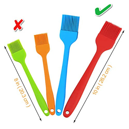 10" Silicone Pastry Basting BIG SIZE Brushes Heat Resistant BPA Free for BBQ Grill Barbecue & Kitchen Baking Cooking Marinating Oil Brushes Soft Bristles Long Handle (3, 10 Inches) - size: 10 Inches