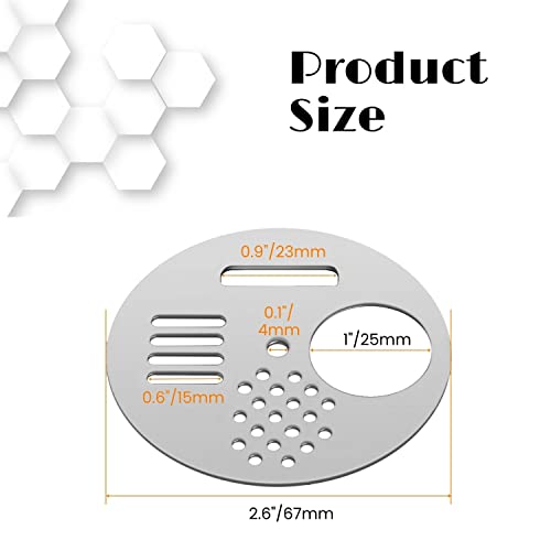 Flexzion Bee Hive Nuc Box Entrance Gate - 6 PCS 2.6 Inch Stainless Steel Bee Hive Entrance Disc & Bee Door with 4 Access Modes - Bee Hive Entrance Gate Disc for Nucleus & Full-Sized Hives - size: 6 pcs