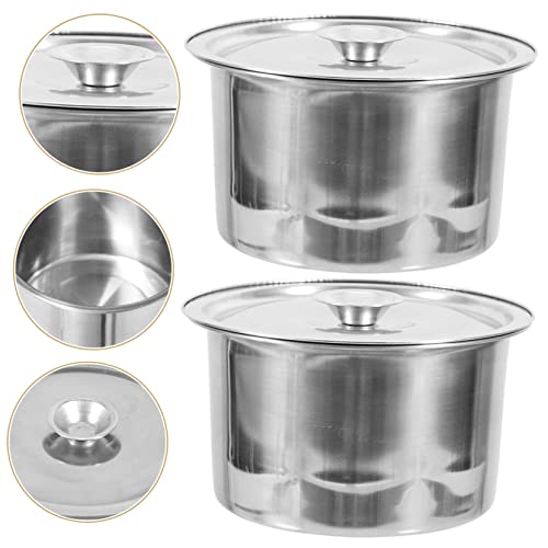 Kisangel 2set Stainless Steel Condiment Containers Lids Seasoning Jars for Kitchen Organization Spice Pots Tight Seal for Storing Seasonings