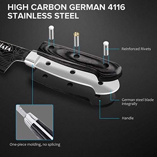 MOSFiATA Chef Knife 10 Inch Super Sharp Professional Kitchen Knife with Finger Guard in Gift Box, German High Carbon Stainless Steel EN.4116 Cooking Knife with Micarta Handle - style: 10 inch chef knife