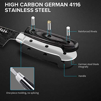 MOSFiATA Chef Knife 10 Inch Super Sharp Professional Kitchen Knife with Finger Guard in Gift Box, German High Carbon Stainless Steel EN.4116 Cooking Knife with Micarta Handle - style: 10 inch chef knife