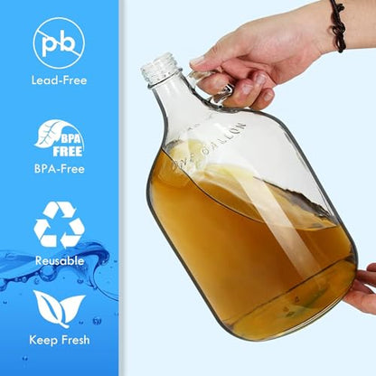 Glass Beer Bottle with caps, Glass Jug,1gallon/4 Liter