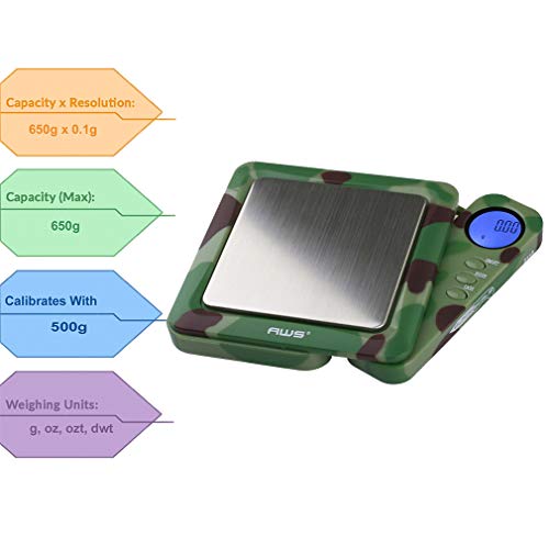 American Weigh Scales 650g x 0.1g Digital Pocket Gram Scale-Blade Series | Precision Mini Scale 0.1g Accuracy, Pocket Scale for Kitchen, Gold, Gems & Coin Scale, Smart Digital & Compact Scale - color: Camo, size: 650g x 0.1g