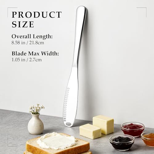 Butter Knife 1 PCS, Stainless Steel Spreader with Curler & Grater Holes, Serrated Cutter Edge for Easy Slice & Spread, Ideal for Hard or Soft Butter - 3 in 1 Better Kitchen Gadgets silver - color: Silver