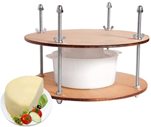 Wooden cheese press diameter 11.2 in and 1 cheese making form 45 oz Pressure up to 50 Pounds colorless