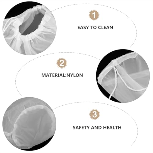 ARTIBETTER 2pcs Fine Mesh Milk Filter Bag Nylon Strainer for Nut Milk Juice Cheese Cloth Food Straining, 37cm Small Drawstring Draining Bags for Kitchen and Cooking