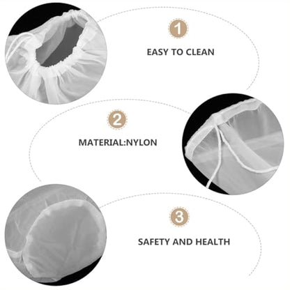 ARTIBETTER 2pcs Fine Mesh Milk Filter Bag Nylon Strainer for Nut Milk Juice Cheese Cloth Food Straining, 37cm Small Drawstring Draining Bags for Kitchen and Cooking
