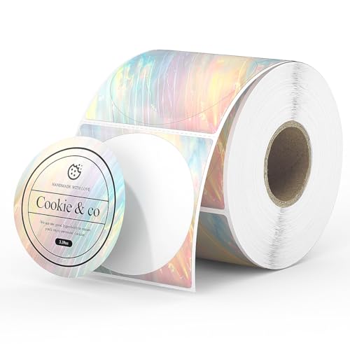 MUNBYN 2 Inch Round Shell Texture Thermal Labels, Waterproof Circle Stickers for Small Business, 500 Labels/Roll (Colorful) - color: Colorful, size: 2"