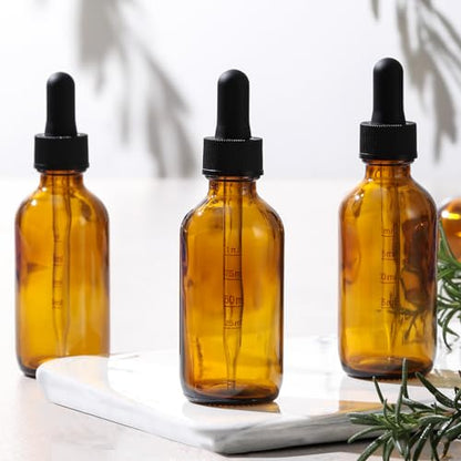 4 Pack 1 oz Glass Dropper Bottles with Measured Dropper - 30ml Dark Amber Tincture Bottles with Graduated Calibrated Glass Eye Droppers (1ml) for Essential Oils, Liquids - Leakproof Travel Bottles - style: Measured Dropper