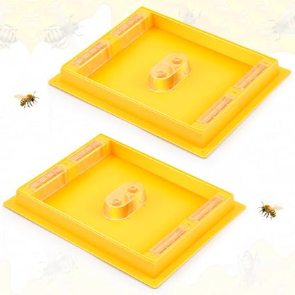 2 Pack 10 Frame Bee Top Feeder, Assembled Plastic 10 Frame Beehive Candy Board Feeder for Feeding Water or Sugar Cake to Bee Hives Beekeeping Supplies Tool Equipment 1.2 Gallon, Easy to Use