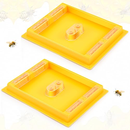 2 Pack 10 Frame Bee Top Feeder, Assembled Plastic 10 Frame Beehive Candy Board Feeder for Feeding Water or Sugar Cake to Bee Hives Beekeeping Supplies Tool Equipment 1.2 Gallon, Easy to Use