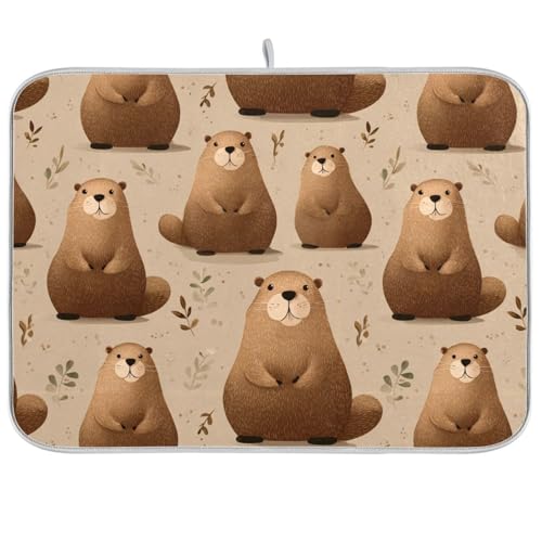 Dish Drying Mat for Kitchen Counter Cute Beavers Absorbent Drying Dish Mat 16×18 inch Dish Rack Pad Coffee Mat for Sink Dishes Under Rack - color: multicolored.25, size: 16x18in