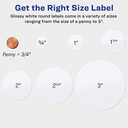 Avery Printable Round Labels with Sure Feed,2.5" Diameter,Glossy White,90 Customizable Labels (22830),(Pack of 5) - color: White, size: 2.5" (Pack of 5), style: 90 labels