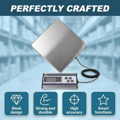 Smart Weigh Digital Postal Shipping Scale, Heavy Duty, 440 lb Capacity, 6 oz Readability, Hold & Tare Function, Stainless Steel Platform