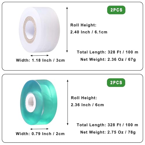 4 Pcs Grafting Tape for Fruit Trees,Garden Plant Nursery Tape Stretchable Self Adhesive Membrane Clear Floristry Film,Plant Repair Budding Tape