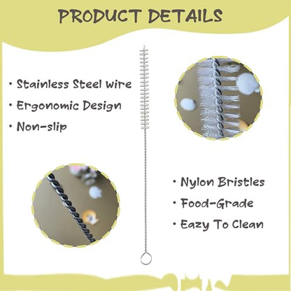 Straw Brush Cleaner for Baby Bottles,Stanley Straw Cleaner Brush 8 inch for 20oz Stanley Mugs, Straw Cleaner Brush Extra Long 12-inch,Straw Cleaner with 304 Stainless Steel Wire(8 Pack).