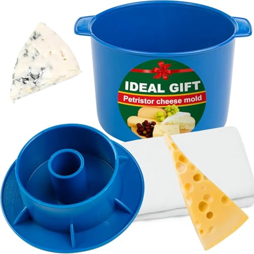 Cheese Mold for Cheese Making Cheese with Follower 1/2 gal Blue - Cheesemaking Supplies - Cheese Form Mold - Cheese Making Basket - Molde Para Queso Casero - Cheese Press Mold - Maker Mold Cheese